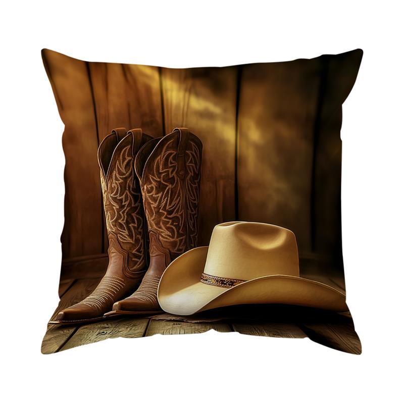 

Декор для дома Чехлы на подушки с принтом ковбойских сапог и шляпы Чехол для подушки Подходит для дивана, спальни, автомобиля 16x16Inch