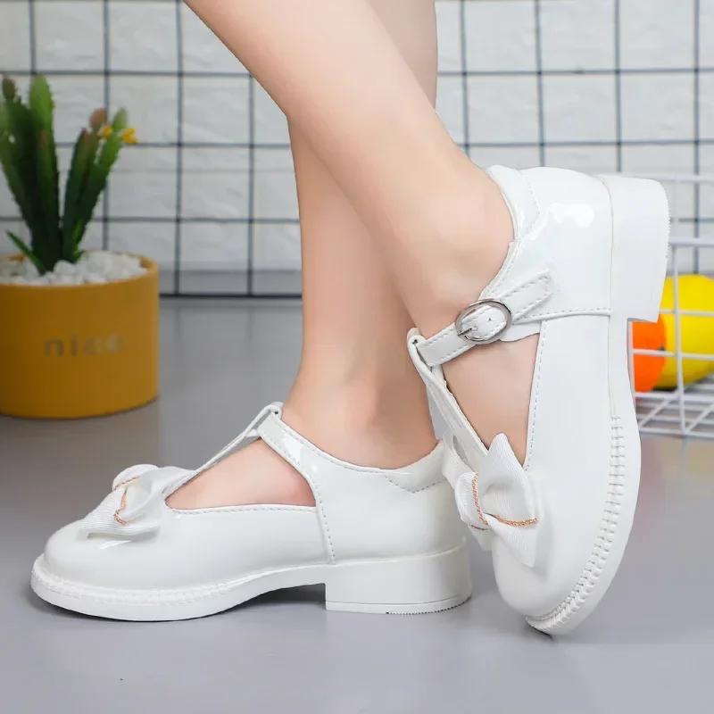 Zapatos Niña Girl Leather Shoes Autumn Dance Performance Shoe Low Heel Shoe Bow Princess Shoes Kid Shoes Girl Shoe Mary Jane