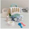Cute Cat and Dog Pet Basket Family Toys Pretend To Play Toys Dog Doll Set Mini Animal Scene Toys Kids Player Toys
