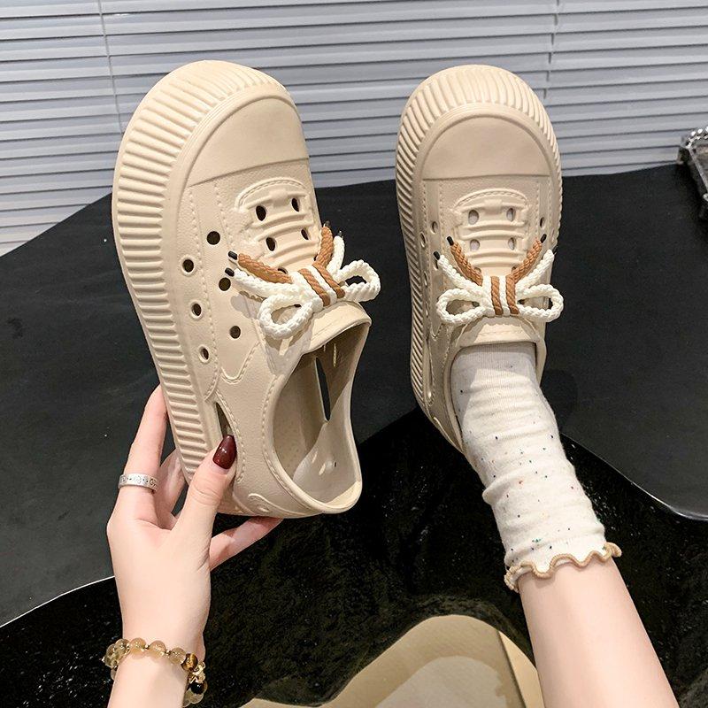 Fashion Beach Sandal Woman Luxury All-Match Soft Shoes Closed Toe Summer Heels Comfort Girls Bow Scandals Butterfly-knot Casual Leisure