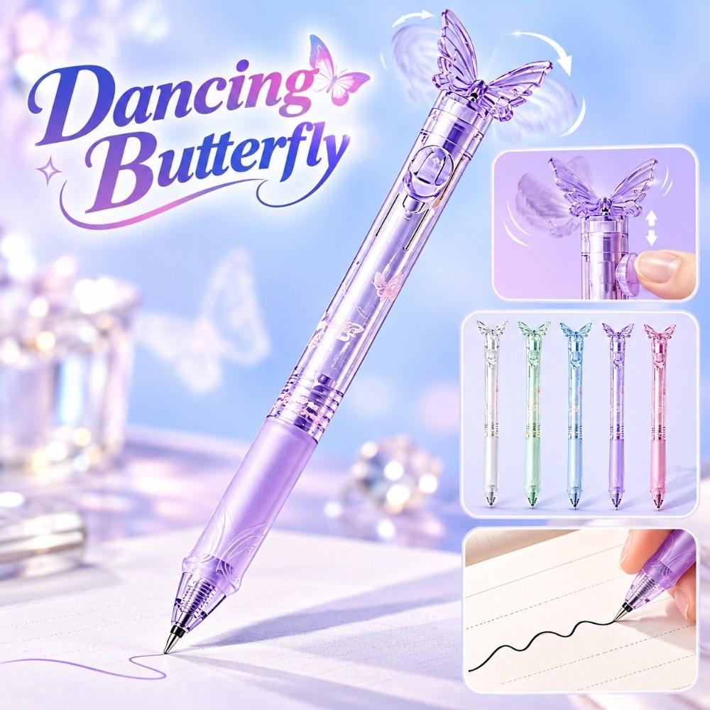 Smooth Writing Gleaming Wings Butterfly Pen Retractable Black Ink Pens School Supplies