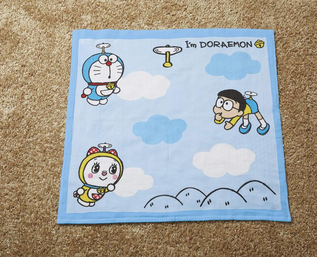 Marushin Baby Bath and His Flying Product 2805014200 Towel, "I'm Doraemon" (Doraemon Friends), 90x90cm, 100% Cotton, Number