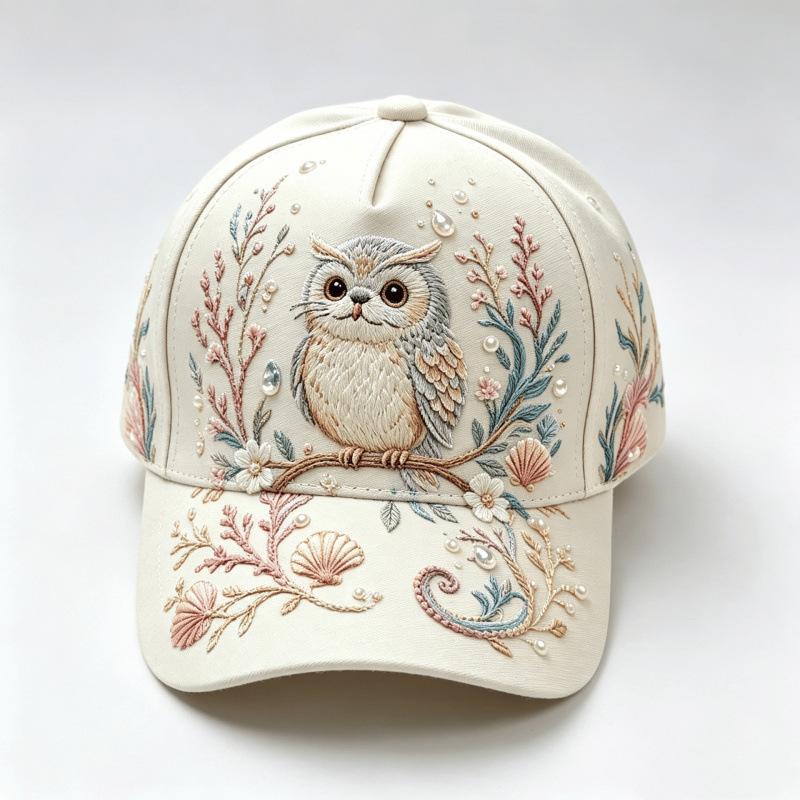 Fashion light green fresh lotus frog print baseball cap, national style three-dimensional hard top cap children's versatile sun hat