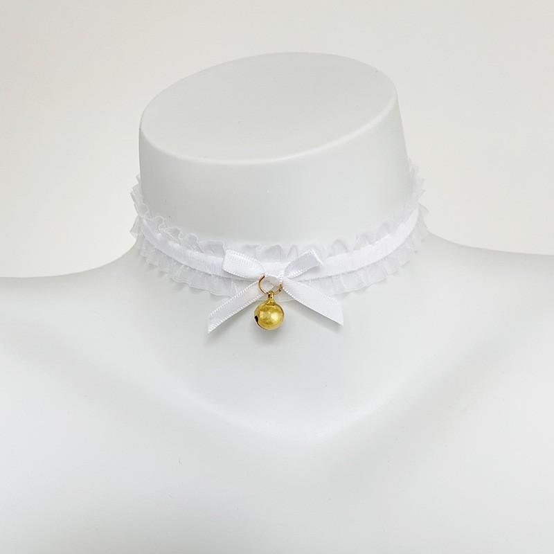 Spitzen-Glocken-Choker Damen Schwarze Schleife Samt mit Rüsche Süßer Modeschmuck