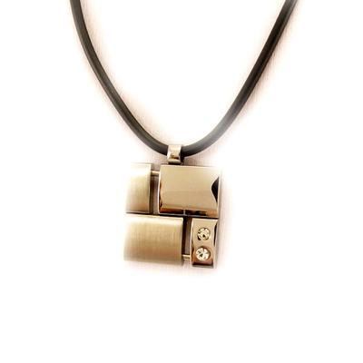 [L5120] - Silver Gray 'Peaceful' Steel Necklace