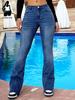 Damen Hellblaue Micro-Flare Slim Fit Jeans - Trendige Europäisch-Amerikanische Mode Lange Hosen