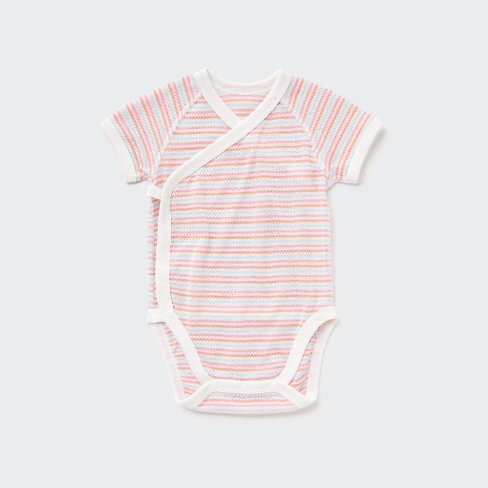 

UNIQLO BN боди из хлопковой сетки с короткими рукавами, 1P, с разной каймой, 60 см