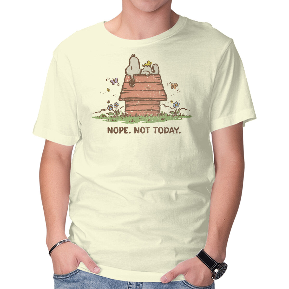 Unisex Crew Neck T-Shirt Nope Not Today Graphic Short Sleeve Casual Tee L