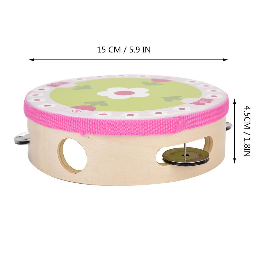 15cm Wooden Handheld Tambourine Hand Drum Bell Musical Percussion Instrument Toy Gift(3#)