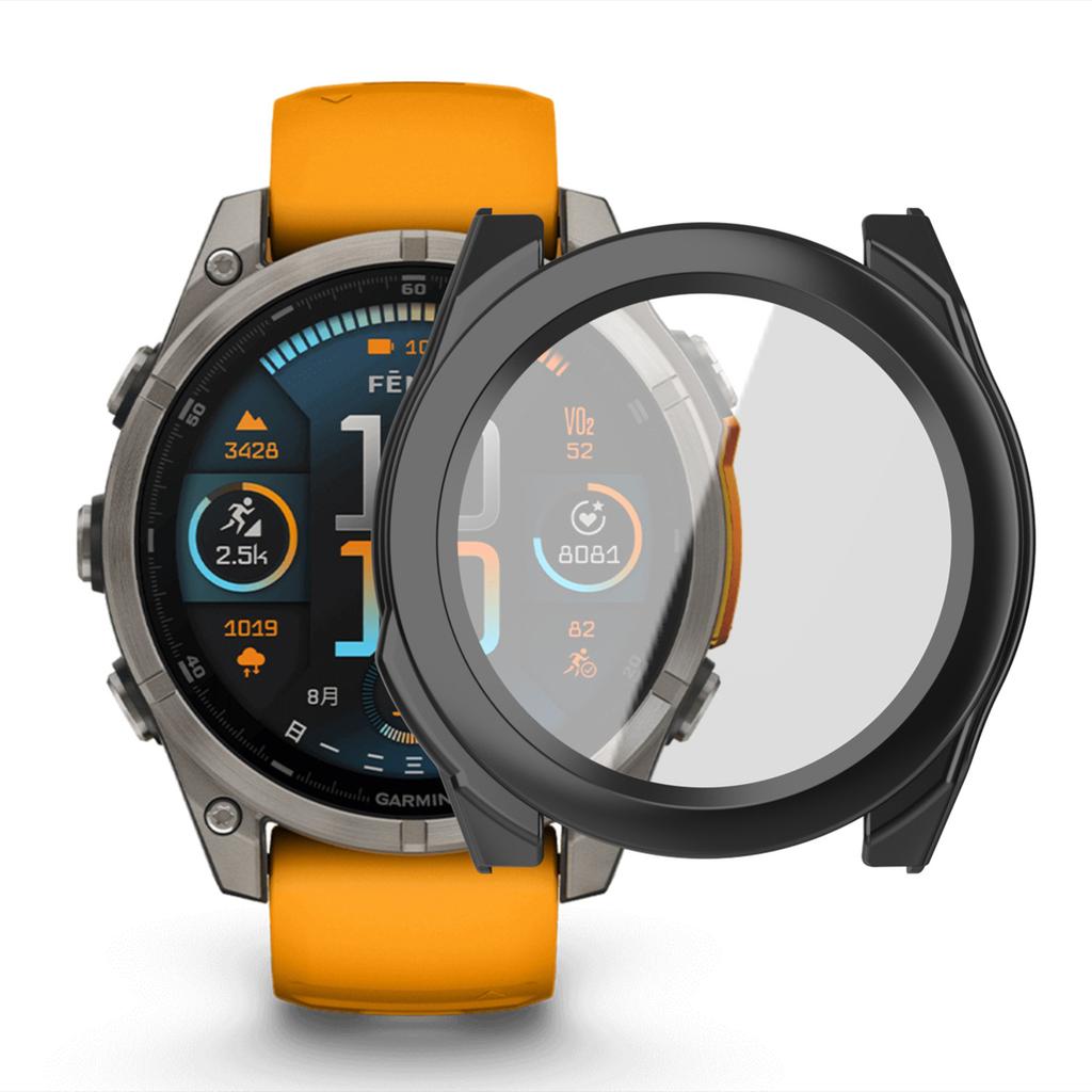 Glass+Case For Garmin Fenix 8 47mm 51mm All-Around Screen Protector Hard PC Bumper Tempered Glass Watch Cover For Garmin Fenix8