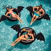Summer Beach Float Ring Inflatable Pool Float, Creative Bat Wings Decor, Black Thickened PVC Swim for Party Halloween Calm Water Tube