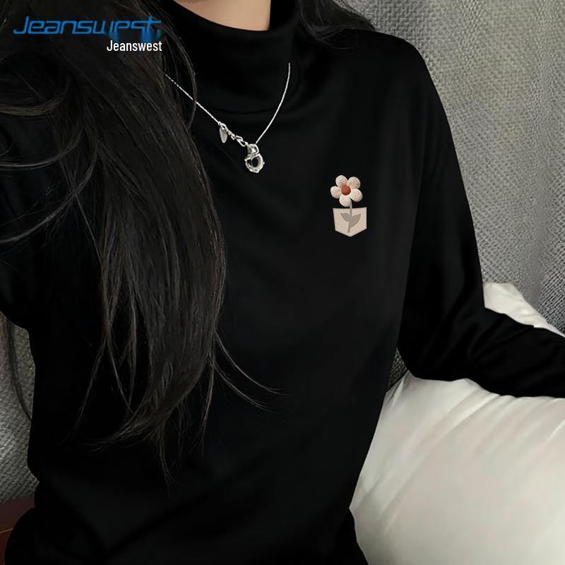 Jeanswest Women s Plush-Lined Mock Neck Thermal Top L