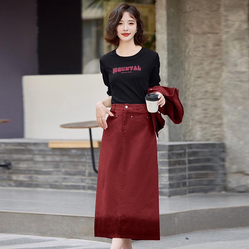 Gradient Denim Three-Piece Midi Skirt Set - 2025 Stylish & Age-Reducing Fashion (Model LU8933)