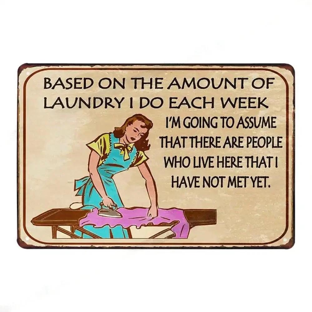Vintage Fun Laundry Room Metal Tin Sign Plaque Black Cat Posters Decorative Plates For Home Laundry Room Bathroom Wall Decor