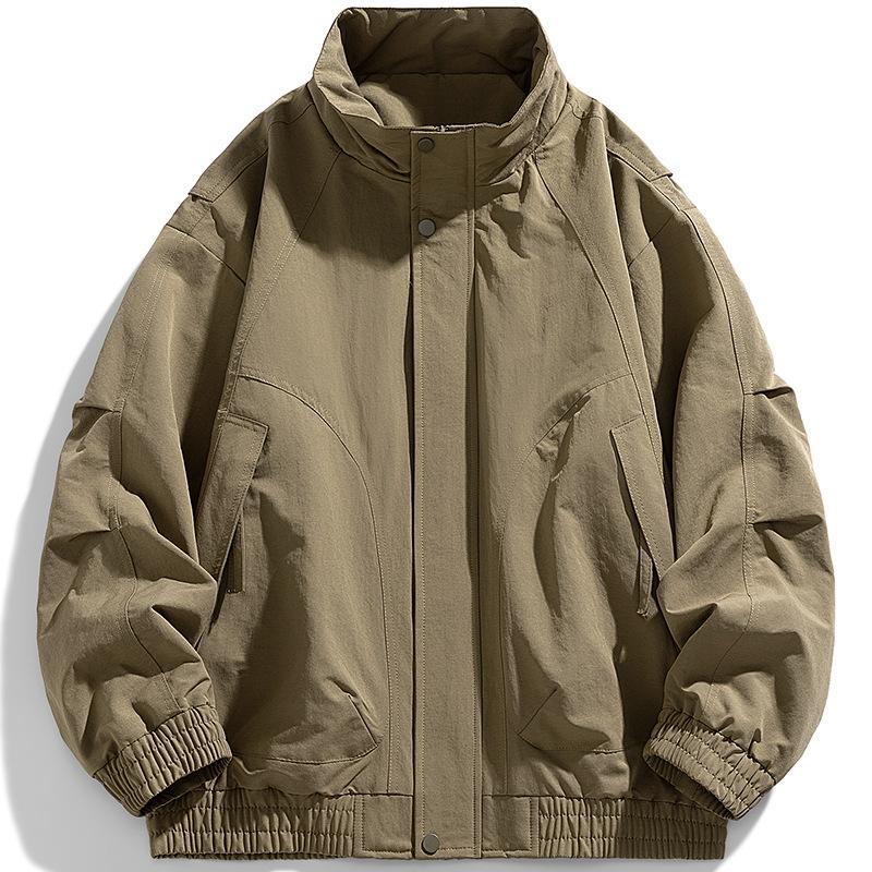 Giacca da Uomo Stile Americano Antivento Larga Casual Streetwear Cappotto Top alla Moda Freschi per Primavera Autunno