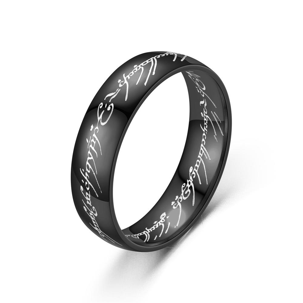 Lord of the one Rings thick chain advanced pearl chain movie with the same necklace ring hip-hop 3D carving inside and outside.