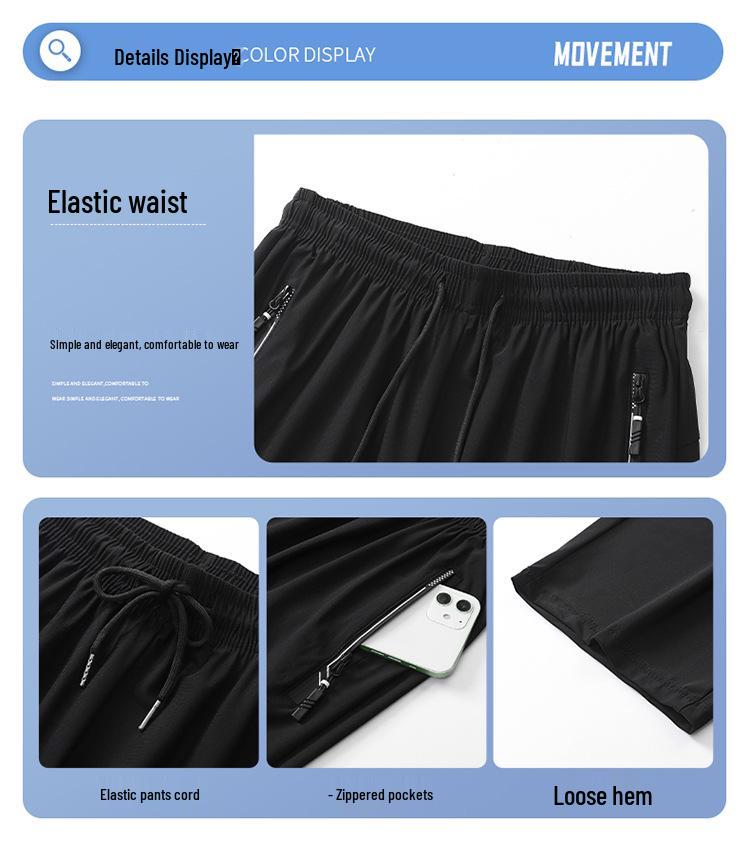 Men's M-8XL Quick-Dry Ice Silk Elastic Shorts - Loose Fit Running Sports Pants