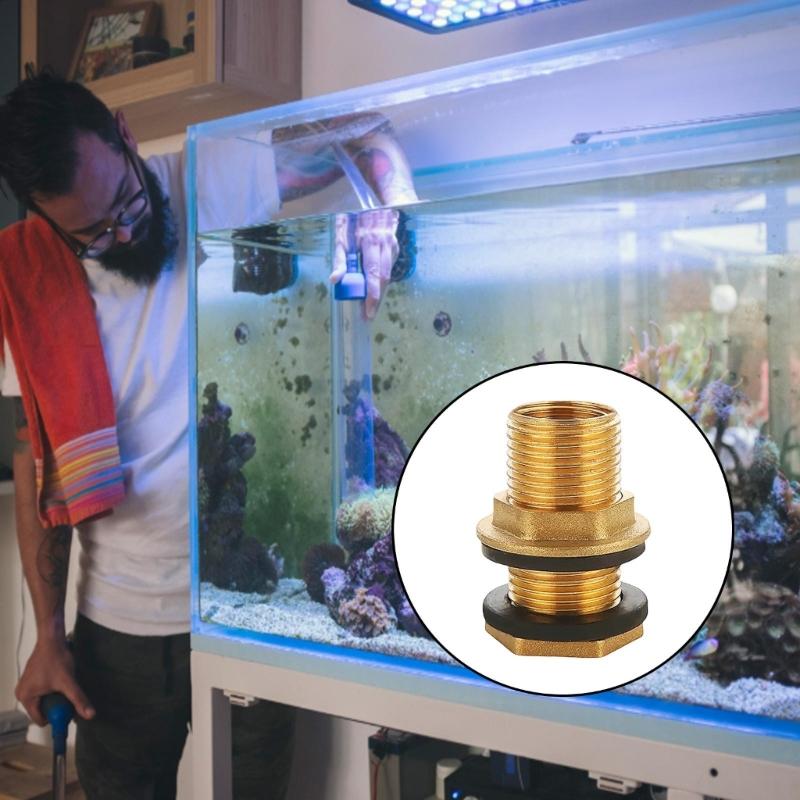 1/2 Stück Messing Gewindeverbindungsstücke Mit Gummidichtungen G3/8" x G1/2" Für Regentonnen Tanks Und Behälterinstallationen