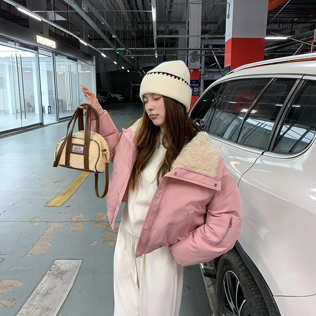 Autumn Winter Thicken Warm Parka Women Casual Sweety Solid Color Big Pocket Loose Jackets Outwear