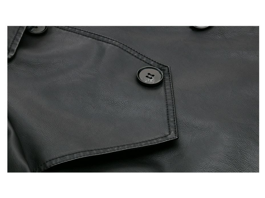 Veste Manteau Mi-long Petit en Cuir PU Rétro Mode Automne 2024 pour Femme