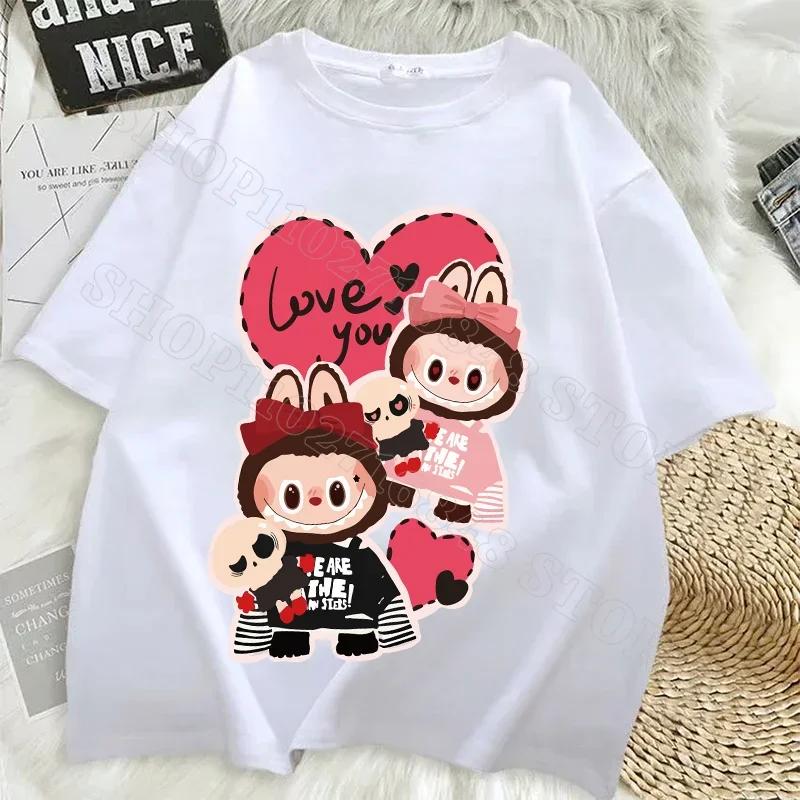 Women Labubu Adult Sweethearts Clothes T Shirts Girl Cartoon Anime Graphic Print Shirt Fashion Tops FeUnisex Birthday Party Gifts