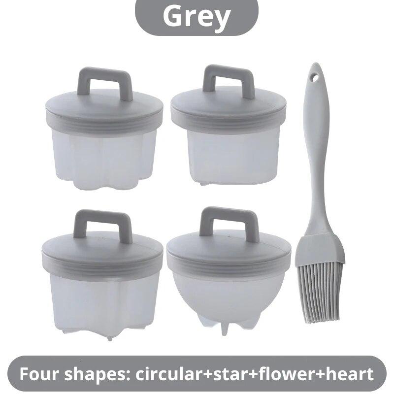 4pcs/set PP Kitchen Egg Steamer Creative Heart Shaped Circular Flower Shaped Star Shaped Steamed and Boiled Egg Mold