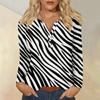 Women's Fashion Casual Printed V-neck Long Sleeve Button Up T-shirt Top