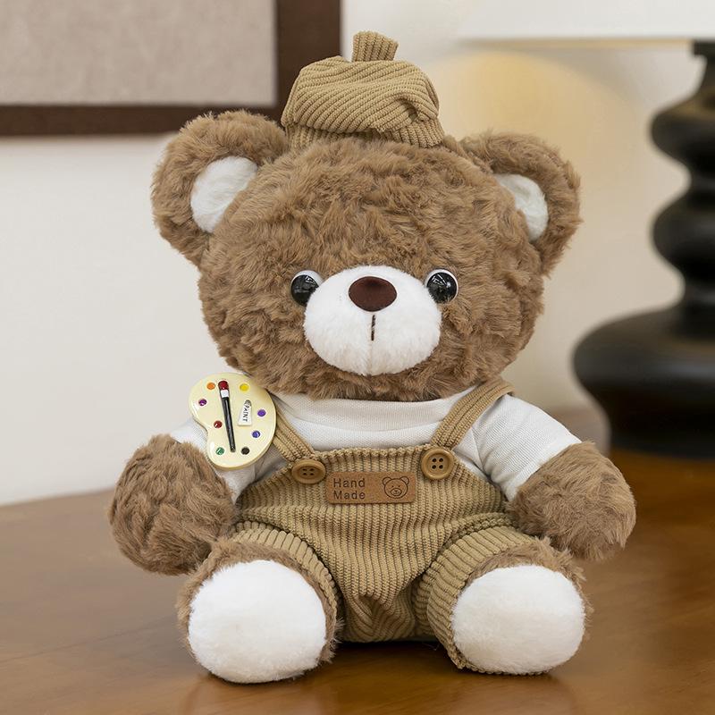 Painter Series Teddy Bear & Rabbit Plush Toy - Cute Doll Gift for Girls' Birthdays