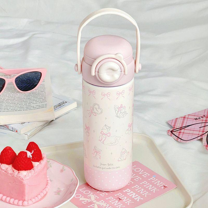 

Cute Large-Capacity Thermos Cup for Girls, High-Looking New Style 316 Stainless Steel Water Cup with Straw and Handle 5003 Pink Swan 500ml
