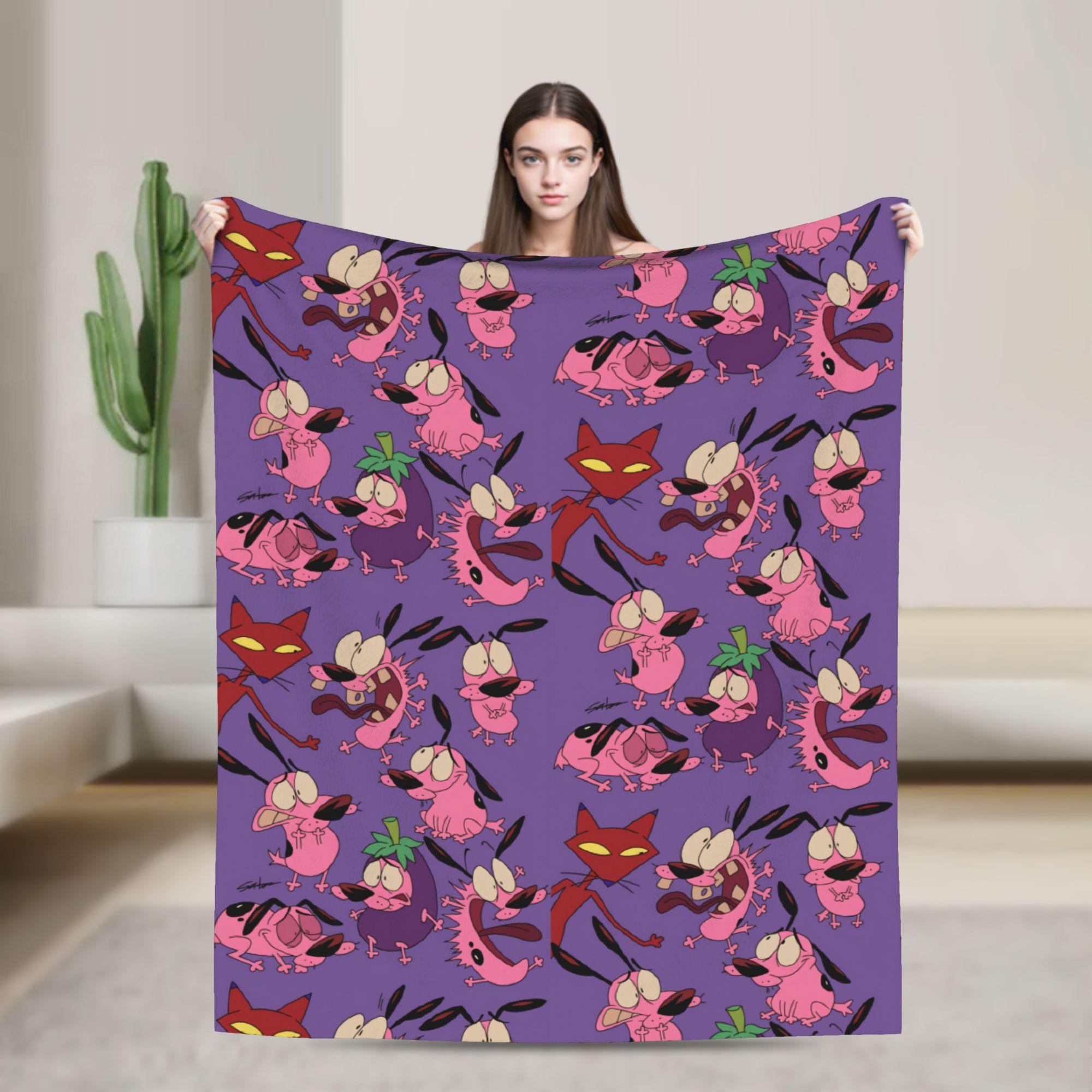 

Super Warm Blanket Camping Courage Cowardlys Dog Throw Blanket Cartoon Flannel Bedspread For Bedroom Street Trend Sofa Bed Cover 75cmx90cm