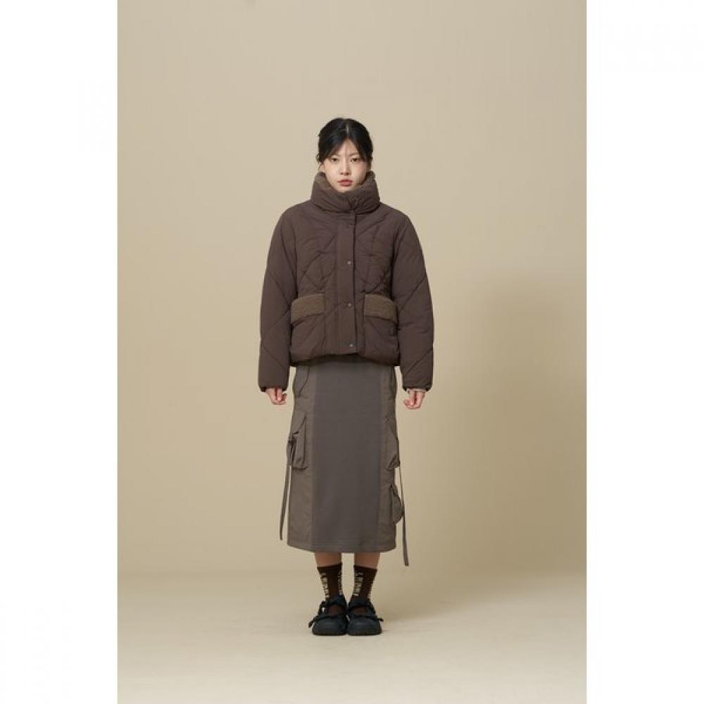 W Teddy Diamond Quilting Puffer  broWn 