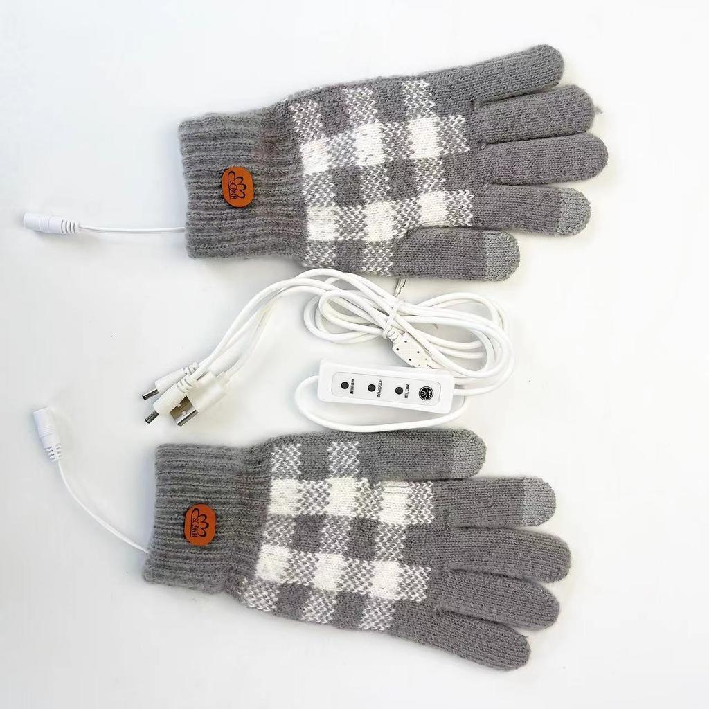 USB Electric Heating Gloves Quality 5-finger Jacquard Hand Warmer Outdoor Sports Cycling Warm Fashion Commuting