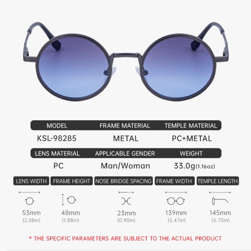 Non-polarized Round Frame Sunglasses for Men with Spring Legs, Retro and High-end Sunglasses, Metal Oval Frame Glasses