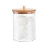 Qtip Holder Dispenser with Bamboo Lid Cotton Ball Pads Swabs Holder Jar Bathroom