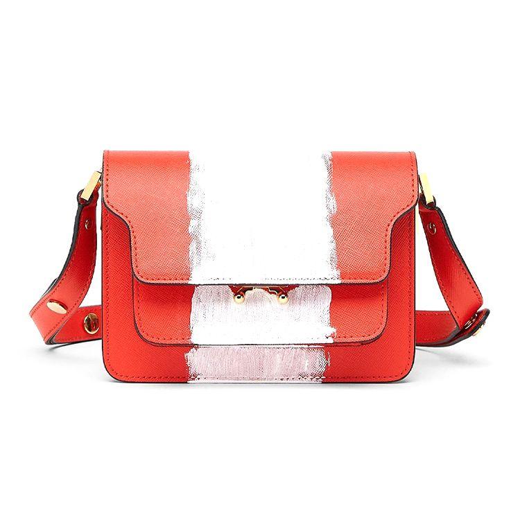 

Marni Trunk Series Accordion Bag Pencil Case Print Saffiano Calfskin Mini Shoulder Bag Women bags Red SBMPS01L14PR409Z419N Basic Set (Bag+Dust Bag)