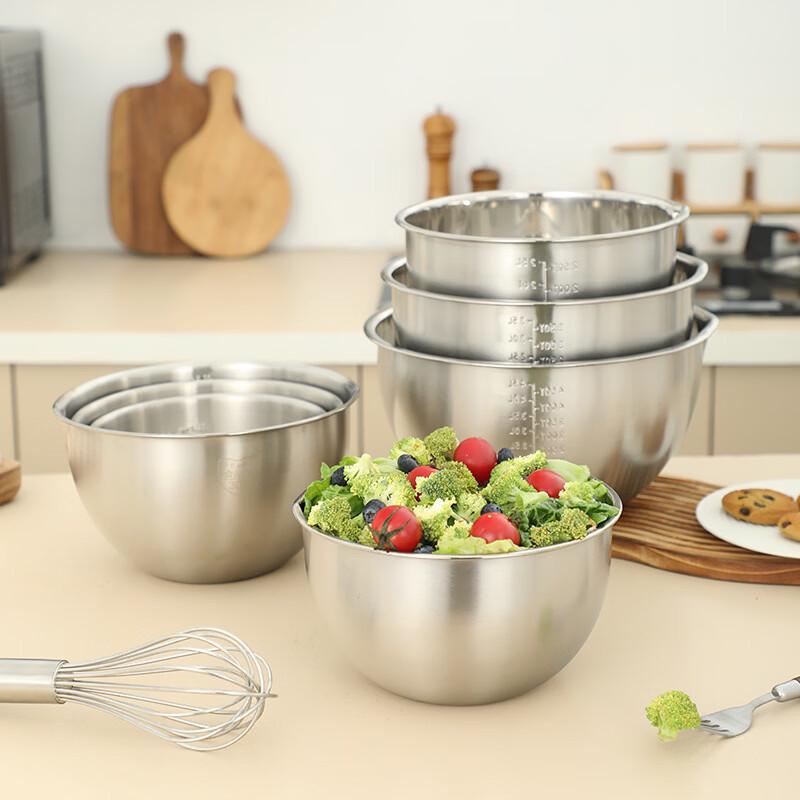 

ZISIZ Stainless Steel Deep Whisking & Mixing Bowl with Spout