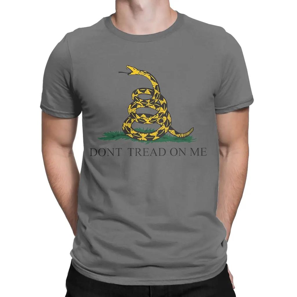 Novelty Don't Tread On Me Snake Flag T-Shirt Men Round Neck Cotton T Shirt Short Sleeve Tee Shirt Summer Tops