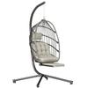 Hanging Chair with Stand, Folding, Retractable Footrest, Light Grey
