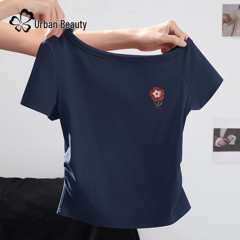 Women s Asymmetrical Shoulder Slim Fit Cropped T-Shirt L