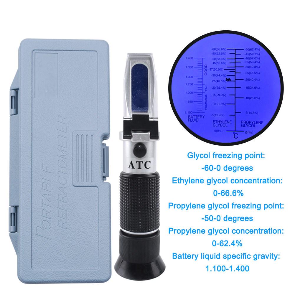 Handheld Refractometer Antifreeze Freezing Point Tester 066.6 Ethylene Glycol 062.4 Propylene