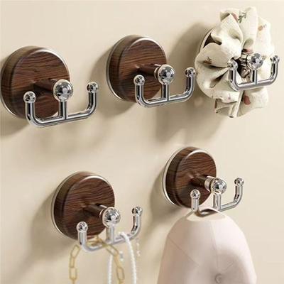Multi-Function For Door Wreath Suction Cup Hook- No Drill Wood Grain Hooks(4Pcs), Front For Door Compatible