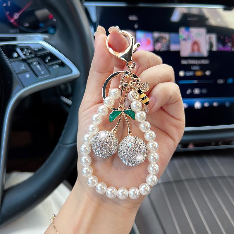 New Pearls, String Cherries, Car Keychain Pendant, Fashion, Diamond Fruit Cherries, Bags, Charms, Bee Accessories