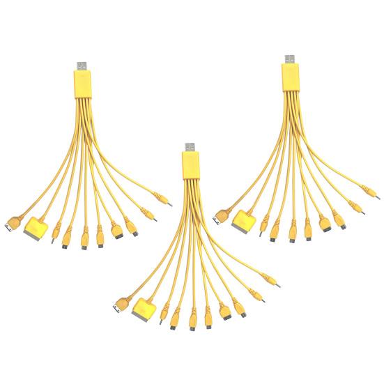 10-in-1 Multi-Device Charging Cable 23cm PVC Tangle-Free Cord Universal High Toughness Data Cable for Most Phone