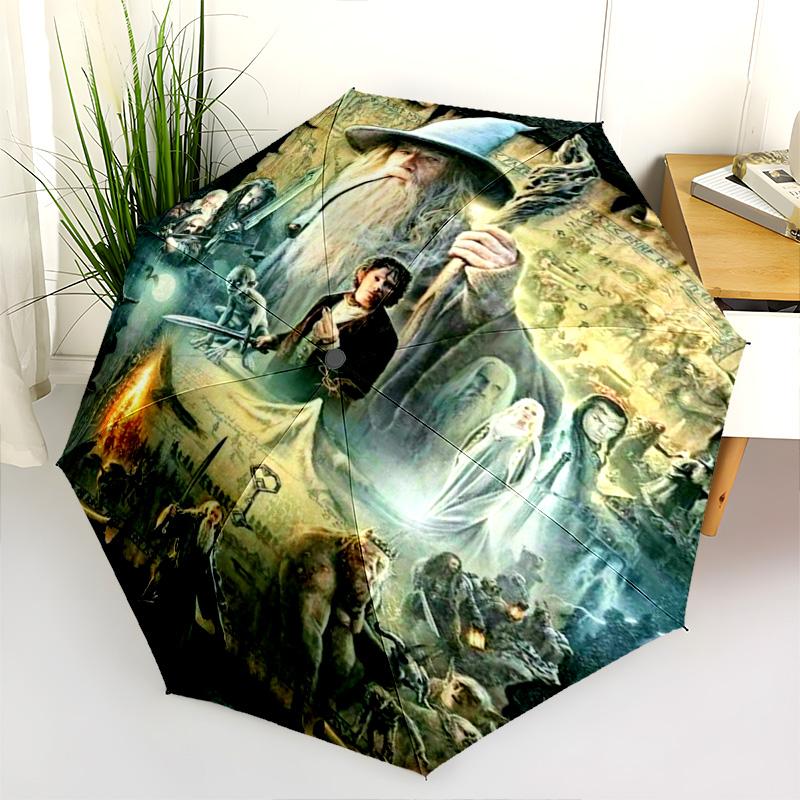 Lord Rings Folding Umbrella 8 Paraphenoid Bones Travel Sun Umbrella Gift Printing