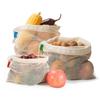 1Pc Eco Reusable Cotton Edging Mesh Supermarket Shopping Bags Kitchen Food Organizer Drawstring