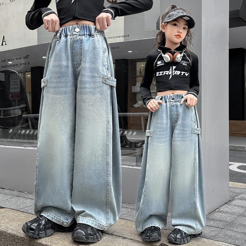 

Свободный стиль Подростковая мода Мешковатые джинсы Брюки гаремы для детей Детские уличные джинсовые брюки 150 синий