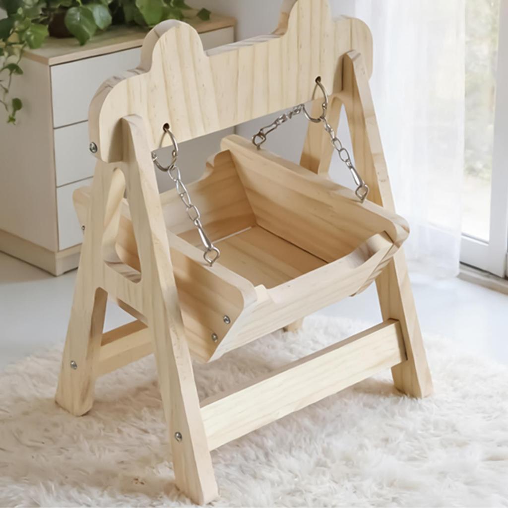 Rede Hamster Berço de Madeira Brinquedo para Animais Pequenos Baloiço de Madeira e Cama de Balanço Brinquedo Rede Hamster para Gerbil Rato Furão Anão