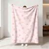 230G Flannel Fleece Blanket Rainbow Pink Background Print Cozy Warm Blanket for Girls Bedroom