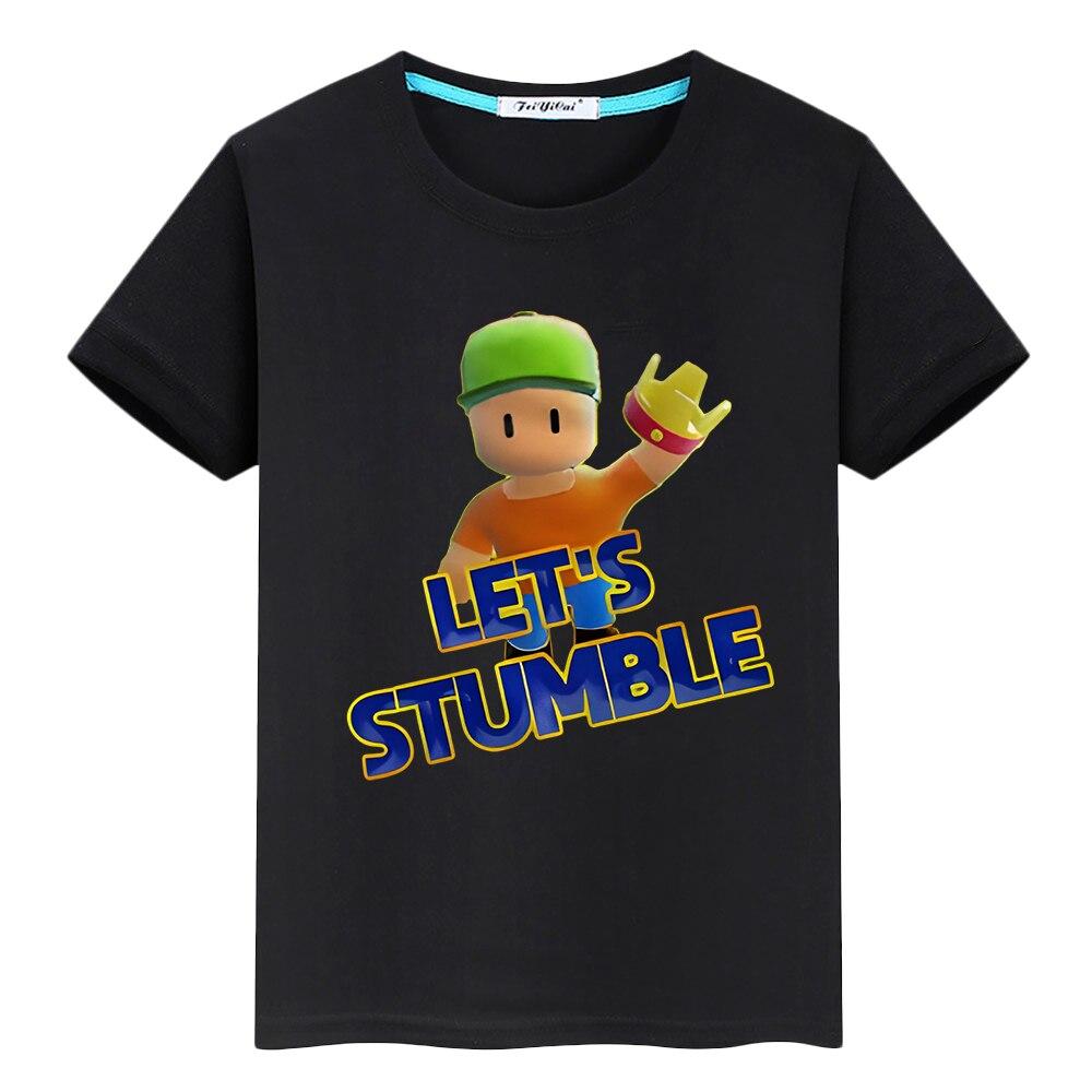 Stumble Guys Kids T Shirt Boys Girl Clothes Y2k One Piece 100%Cotton Short Tops Anime Tees Summer Kawaii Print Children Clothing