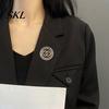Strong Buckle Brooch Retro Style Pin, Hollow Flower Design Lapel Pin with Buckle, Sparkling Rhinestones Inlaid Anti-exposure Badge for Coats